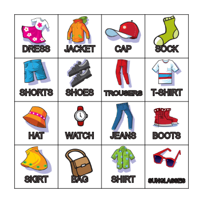 Clothes and accessories Bingo Card