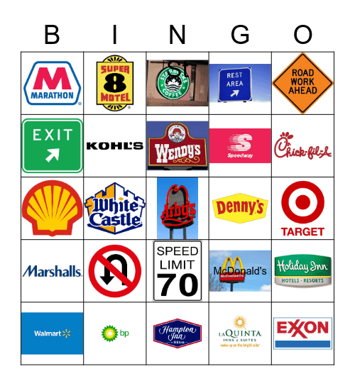 Road Bingo Card