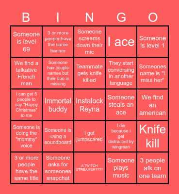 VALORANT BINGO Card