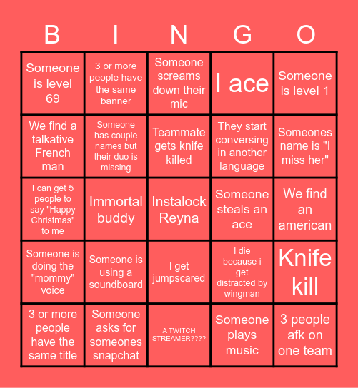 VALORANT BINGO Card