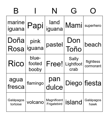 The Island Rescue Bingo Card
