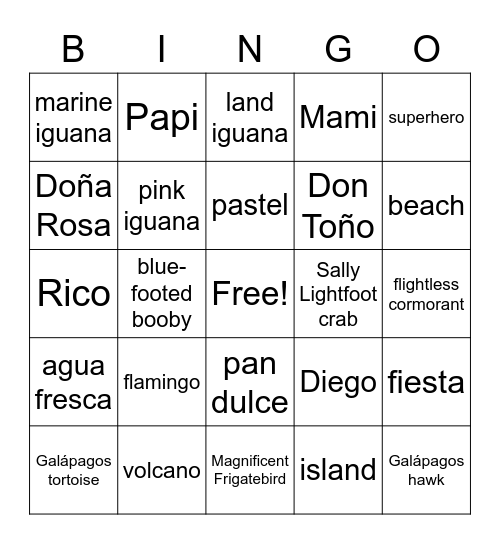 The Island Rescue Bingo Card