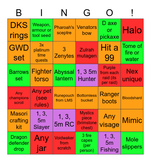 Glacier Bingo Card