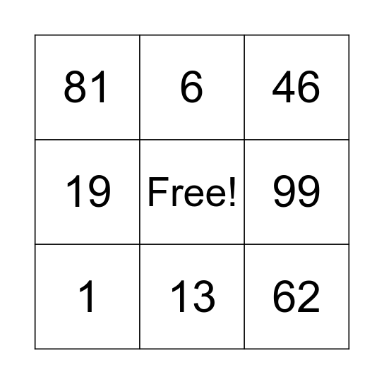 Maths Bingo! Bingo Card