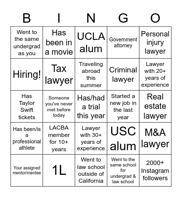 LACBA MENTORSHIP MIXER Bingo Card