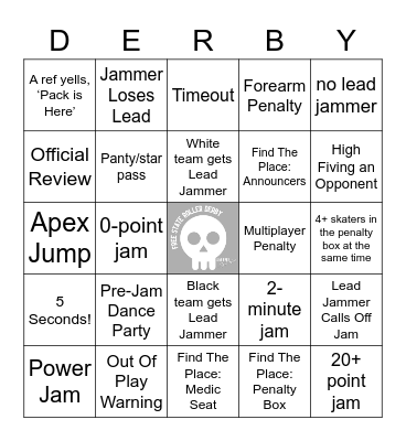 Free State Roller Derby Bingo Card