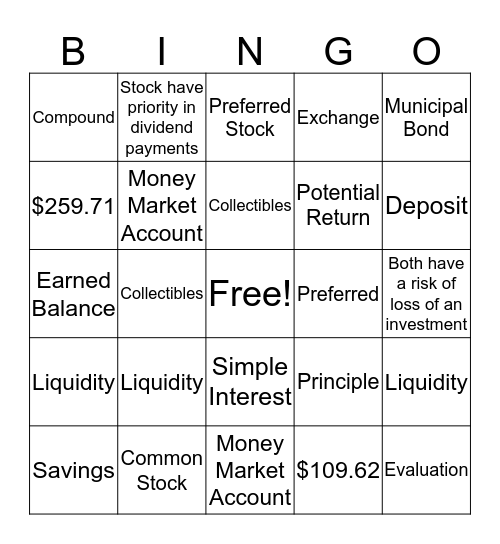 POB 4.03 Review Bingo Card