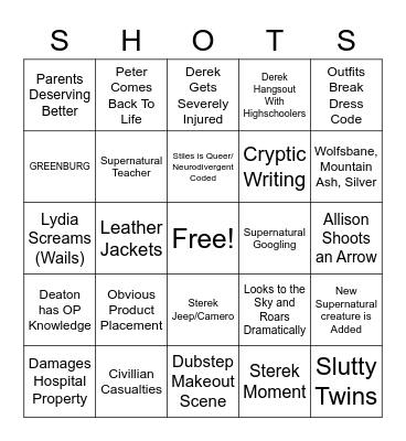 Teen Wolf Season 3 Bingo Card