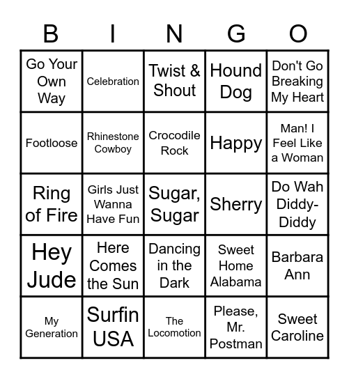 SING-ALONG Bingo Card