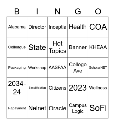AASFAA Bingo Card