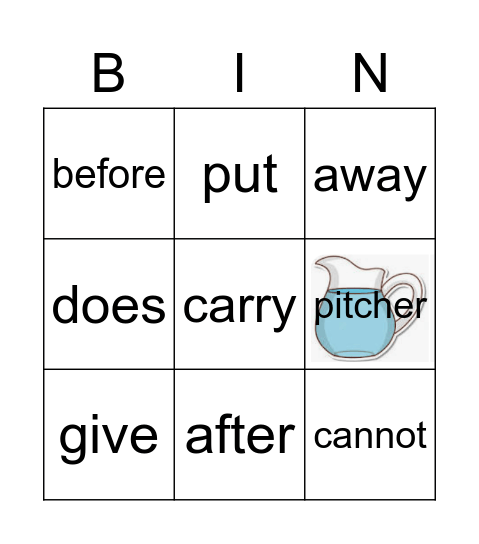 DL GR2 Unit3 Week2 sight words Bingo Card