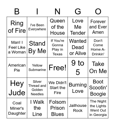 Music Bingo Card