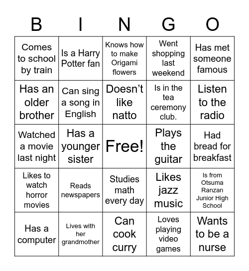 Find Someone Who… Bingo Card