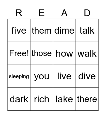 Lesson 61 Bingo Card
