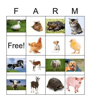 FARM ANIMALS Bingo Card