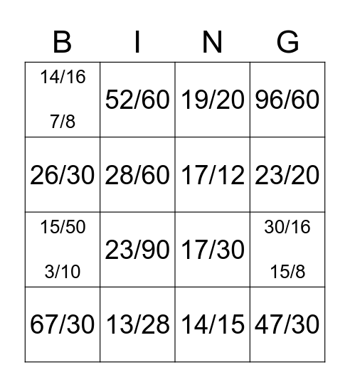 Fraction Bingo (Pentagons) Bingo Card