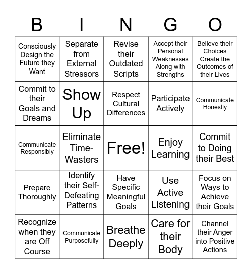 Successful Students Bingo Card
