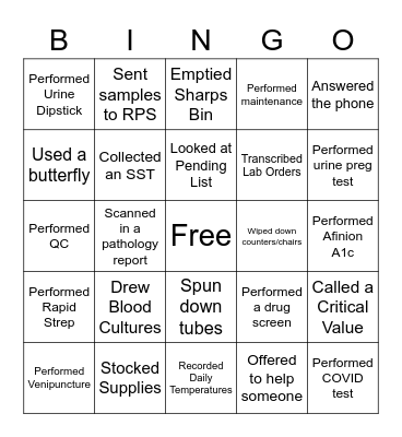 Lab Week Bingo Card