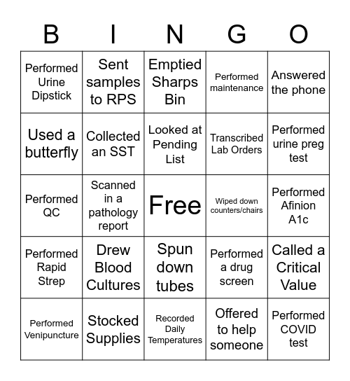 Lab Week Bingo Card