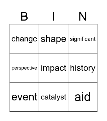 unit of inquiry bingo Card