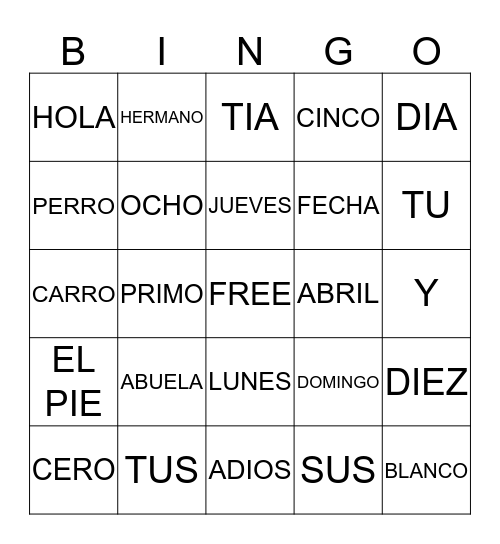 Bingo Card