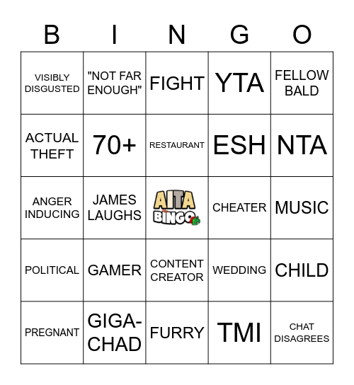 AITA Bingo Card