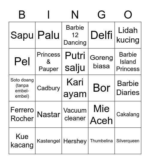 Sungjin Bingo Card
