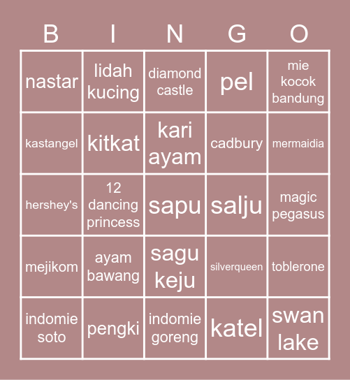 Punya Void. Bingo Card