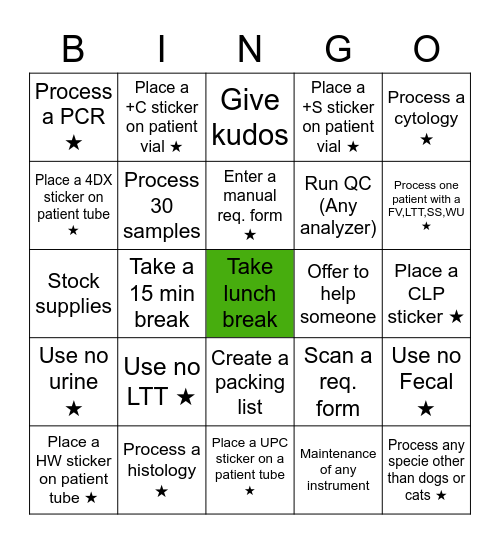 Lab Week Bingo Card