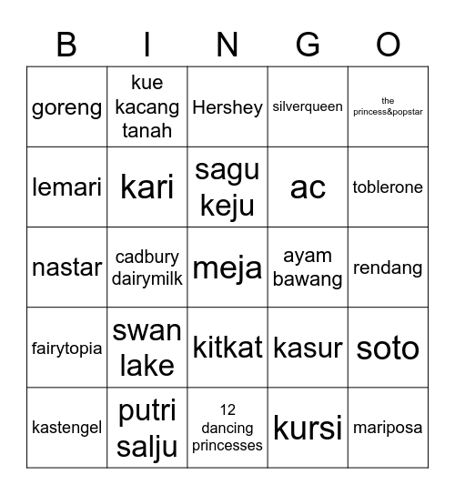 Z Bingo Card