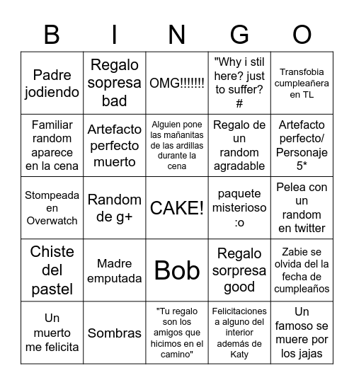 happy BURTHday katy Bingo Card