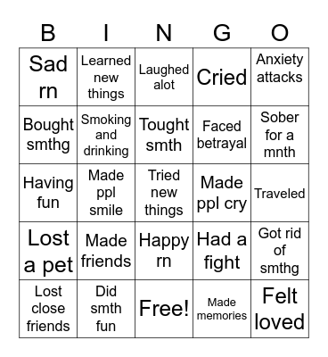 2022/23 Bingo Card