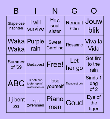 Muziekbingo! Bingo Card