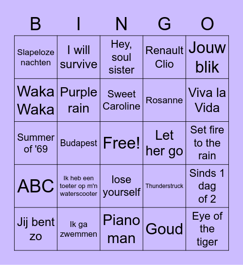 Muziekbingo! Bingo Card