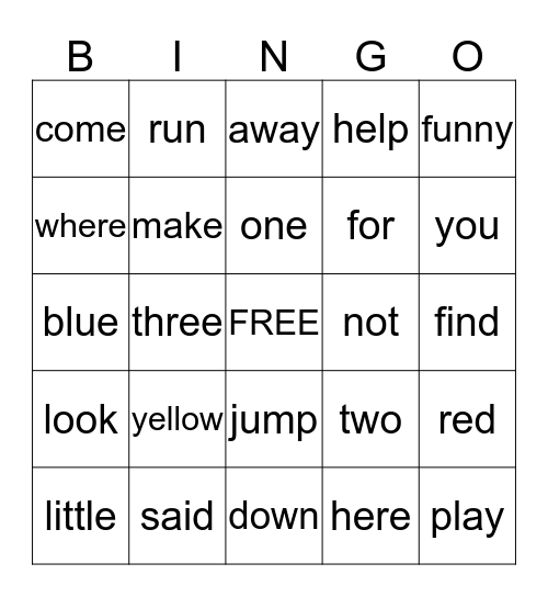 Sight Word Bingo- List 2 Bingo Card
