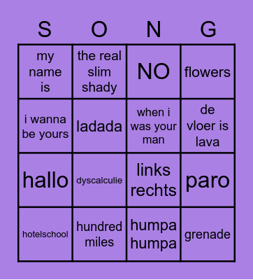 liedjes BINGO Card