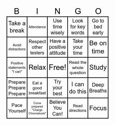 Testing Strategy Bingo Card