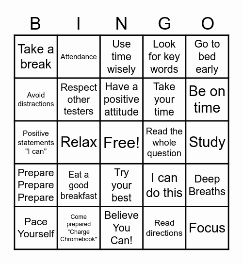 Testing Strategy Bingo Card