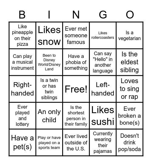 Getting to Know VBMO Bingo Card