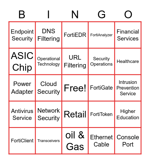Fortinet Bingo! Bingo Card