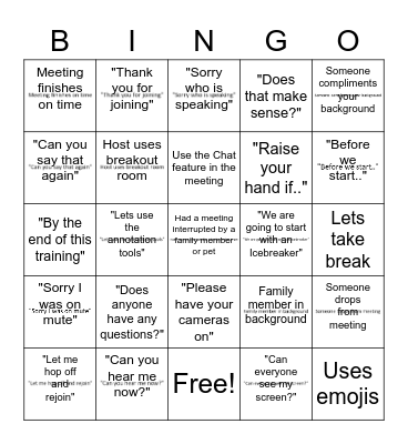 WebEx BINGO Card