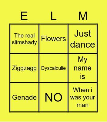 Liedjes BINGO Card