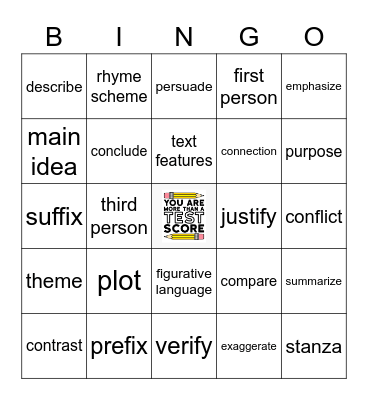 STAAR Vocabulary Bingo Card