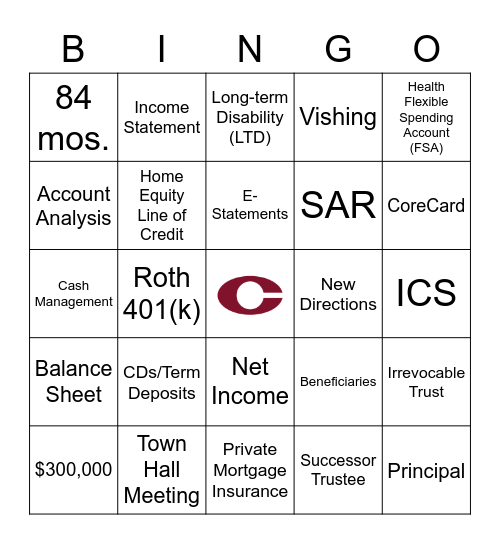 CFBT Financial Health & Wellness   ***THURSDAY*** Bingo Card