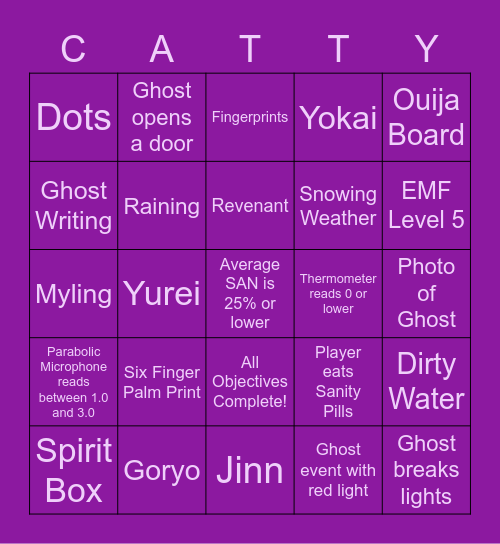 Catty's  Bingo Card