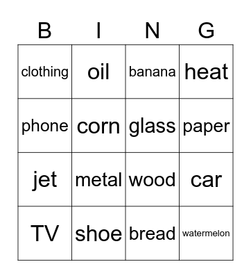 Import&Export Bingo Card