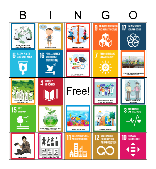 SUSTAINABILITY GOALS Bingo Card