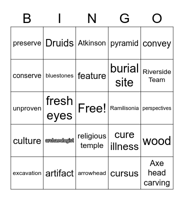 If Stones Could Speak Bingo Card