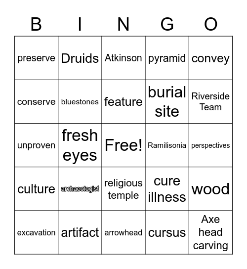 If Stones Could Speak Bingo Card