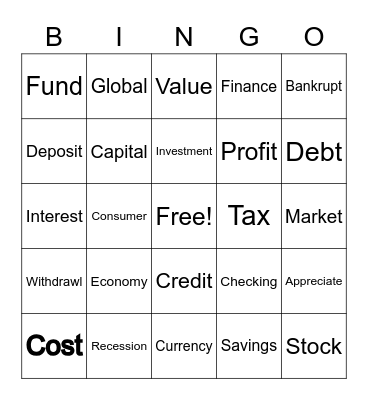 Economics / Financial Bingo Card